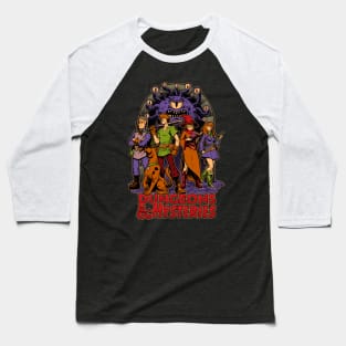 Dungeons and Mysteries - RPG Vintage Dog Cartoon Baseball T-Shirt